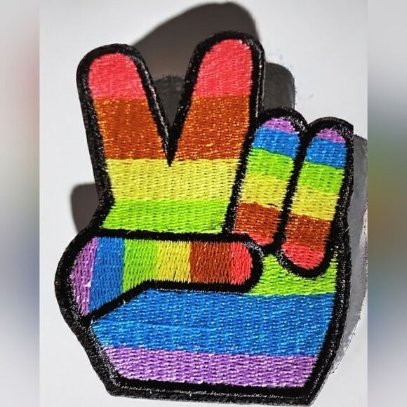 PEACE LGBTQ GAY & LESBIAN Pride Iron-On PATCH BADGE 2.5" x 3.5" Inc SET OF TWO - Picture 12 of 13